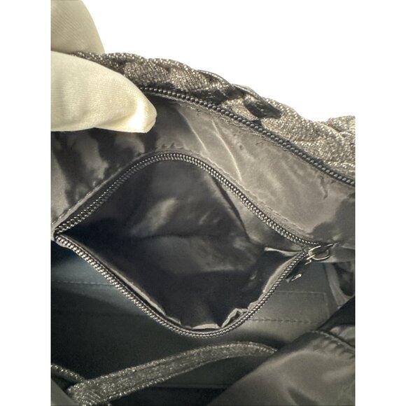 Haute Shore Mark Edge Black Woven Mini Tote Bag With Top Handles & Detachable St - Picture 11 of 16